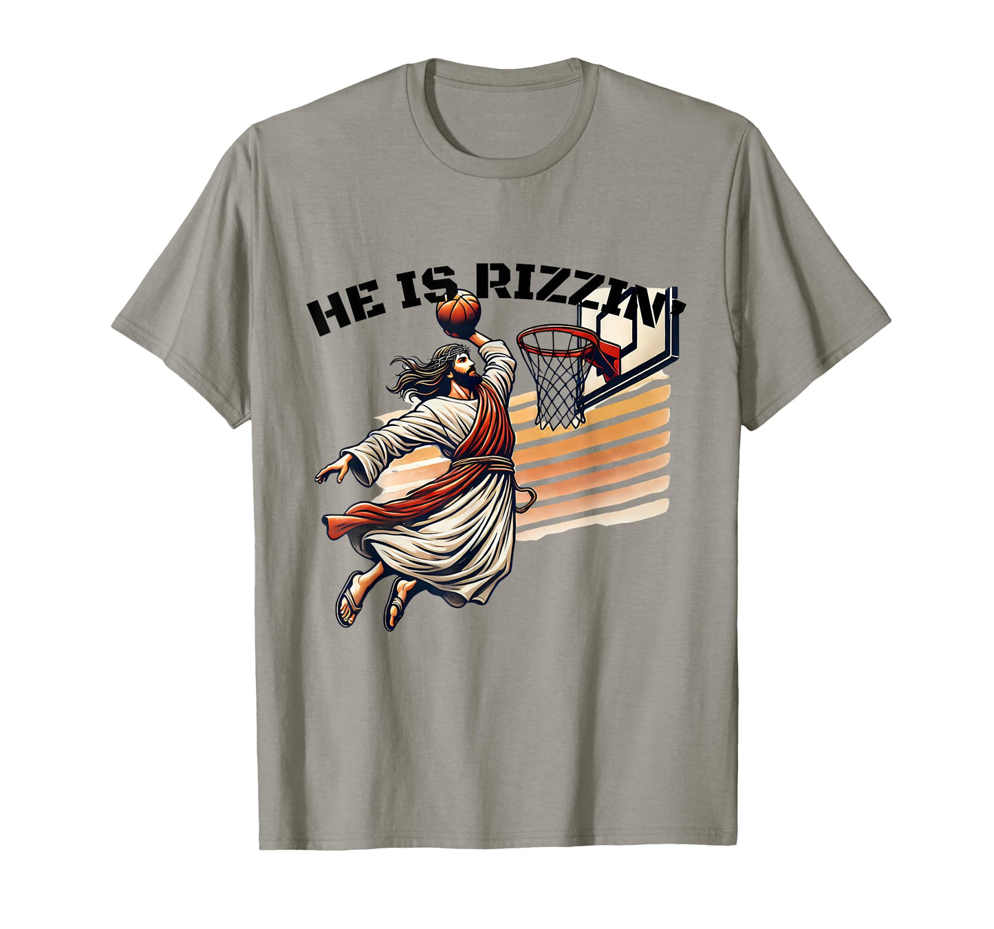He Is Rizzin Basketball Slam Dunk Humor Fan Easter Christian T-Shirt