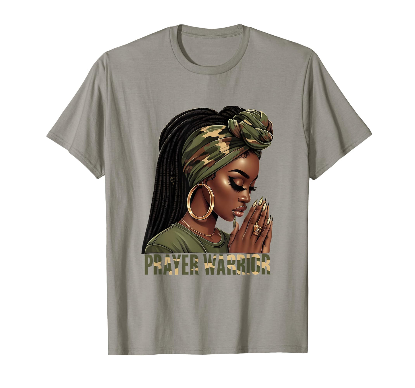 Black Woman Camo Pray Faith Christian Inspirational T-Shirt
