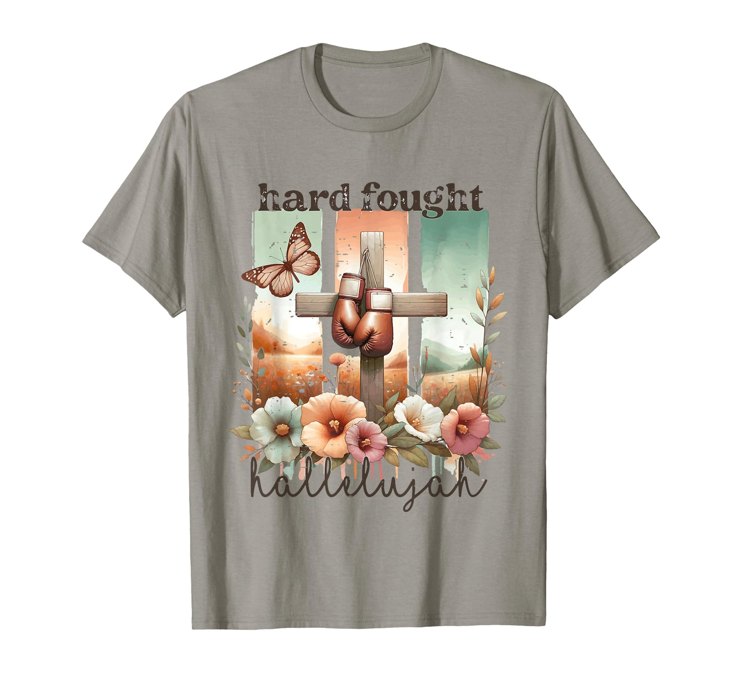 Hard Fought Hallelujah Faith God Jesus Religious Christian T-Shirt