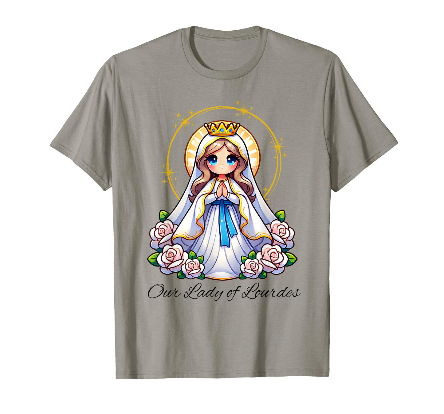 Our Lady of Lourdes Pray Mary Cute Women Catholic Girls kids T-Shirt