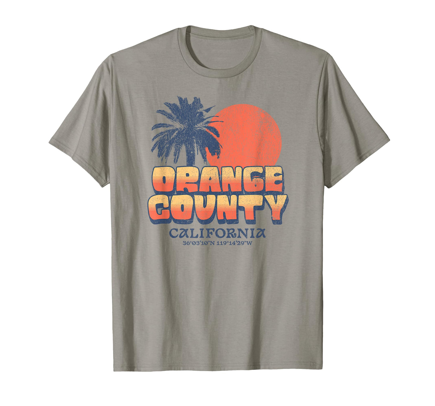 Orange County California Retro Sunset Palm Tree Cali Beach T-Shirt