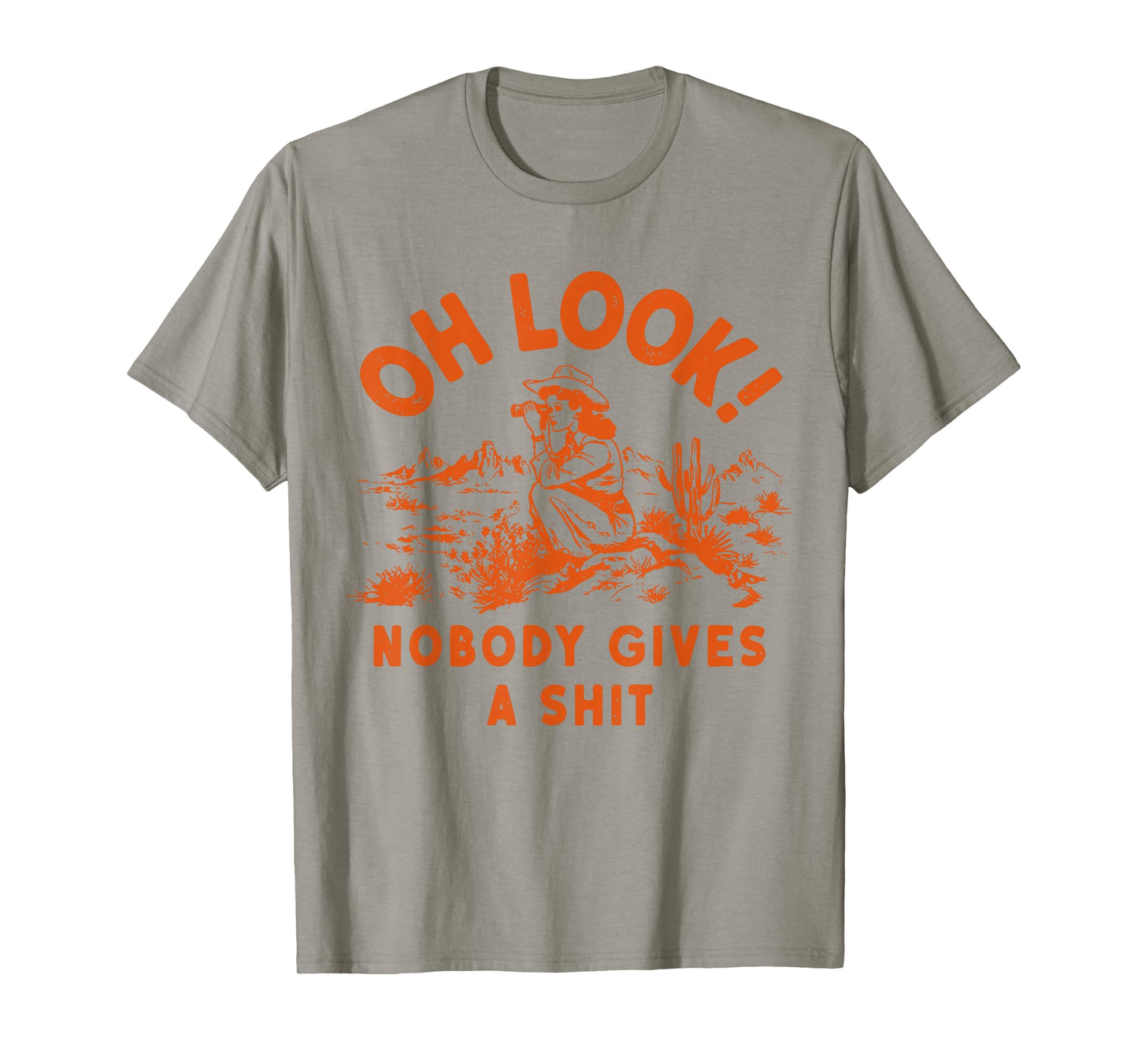 Oh Look Nobody Gives A Shit Funny Vintage Girls Western T-Shirt