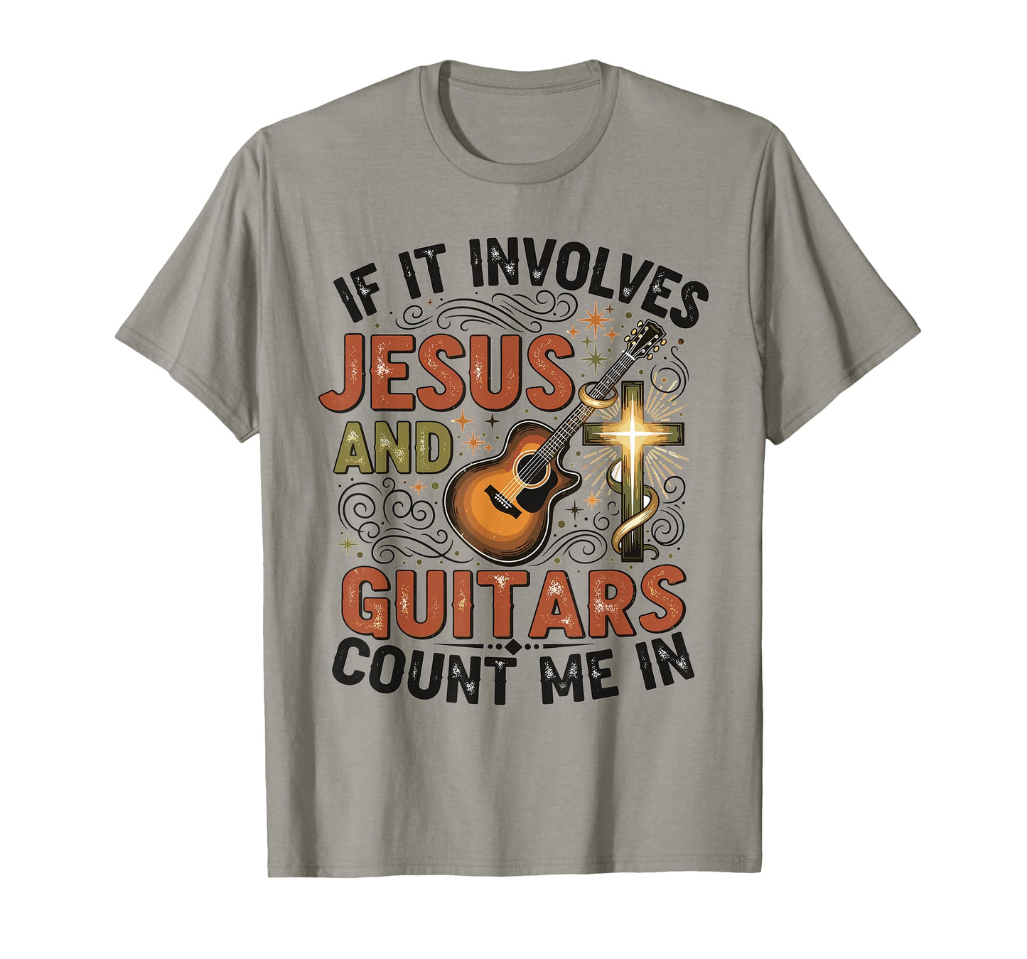 If It Involves Jesus and Guitars Retro Christian Music Lover T-Shirt