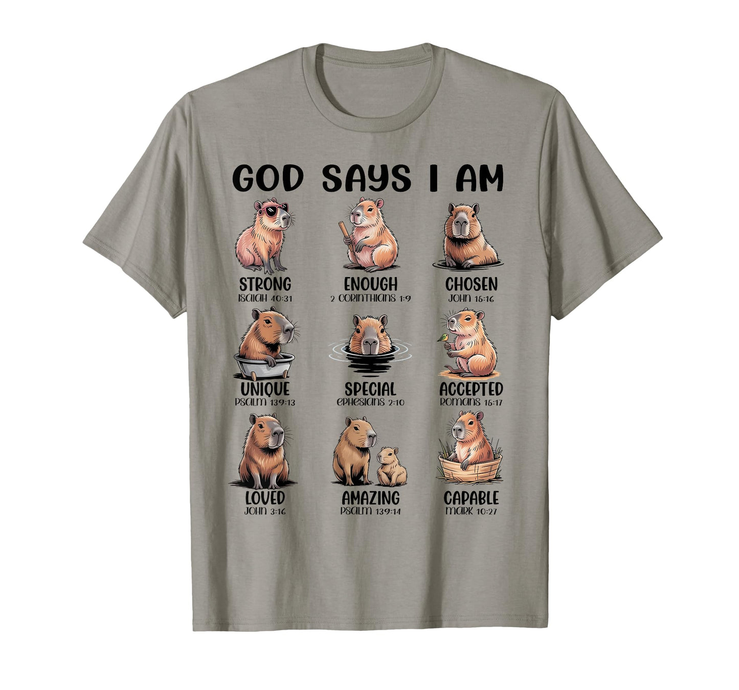 God Says I Am Bible Verse Christian Boys Girls Kids Capybara T-Shirt