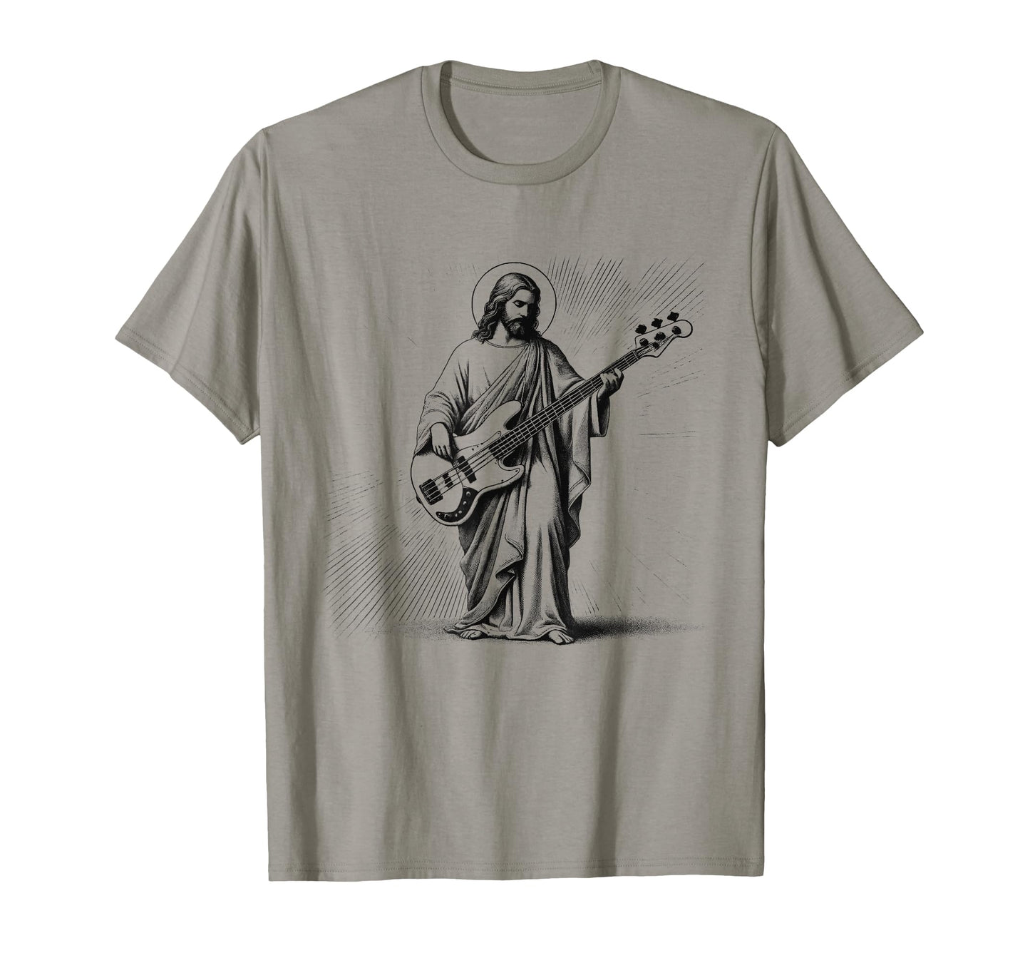 Jesus Playing Bass Guitar Guitarist Christian Vintage Rock T-Shirt