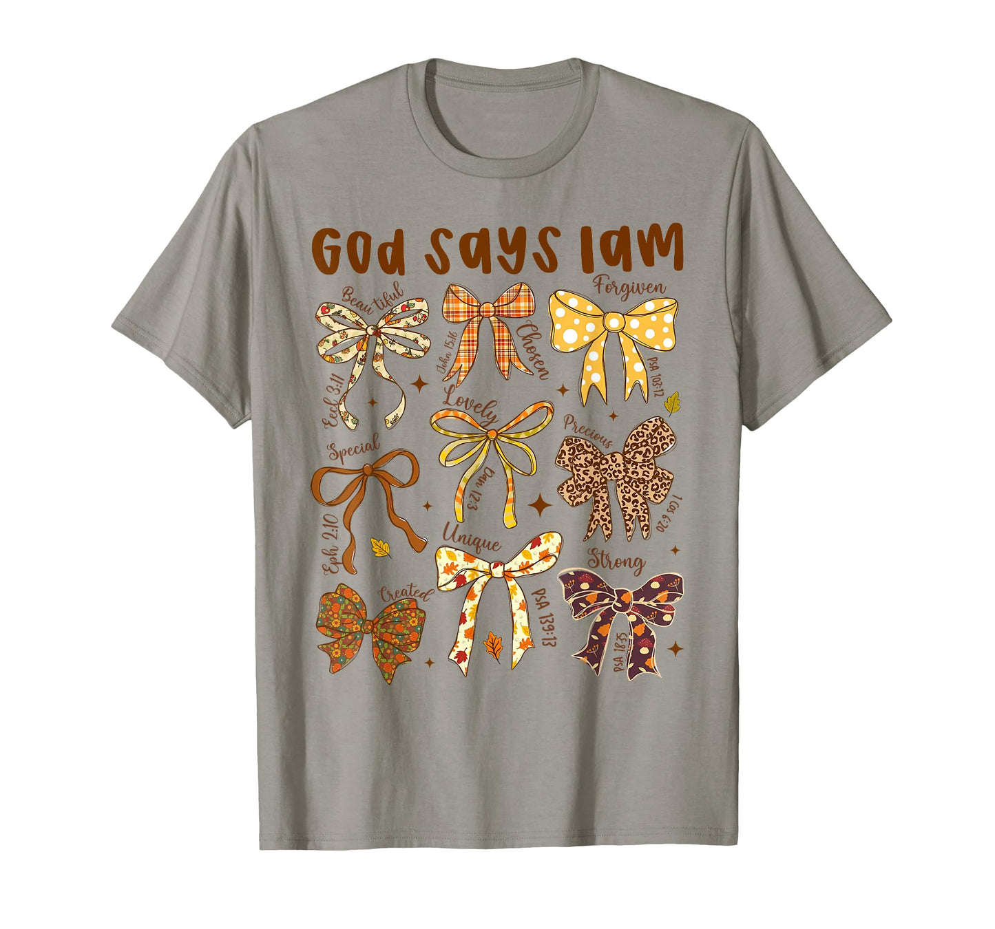 God Says I Am Fall Coquette Bow Thanksgiving Christian Women T-Shirt