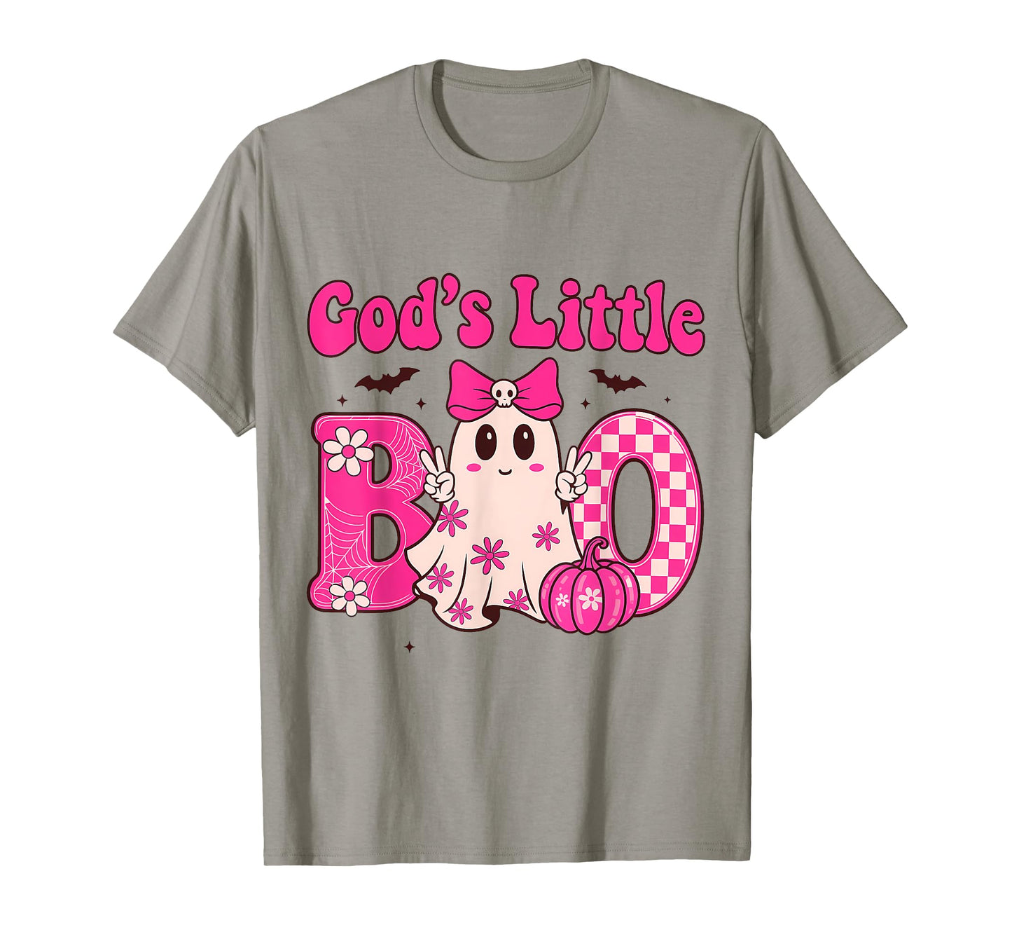 Gods Little Boo Halloween Toddler Girl Kid Ghost Bow Pumpkin T-Shirt