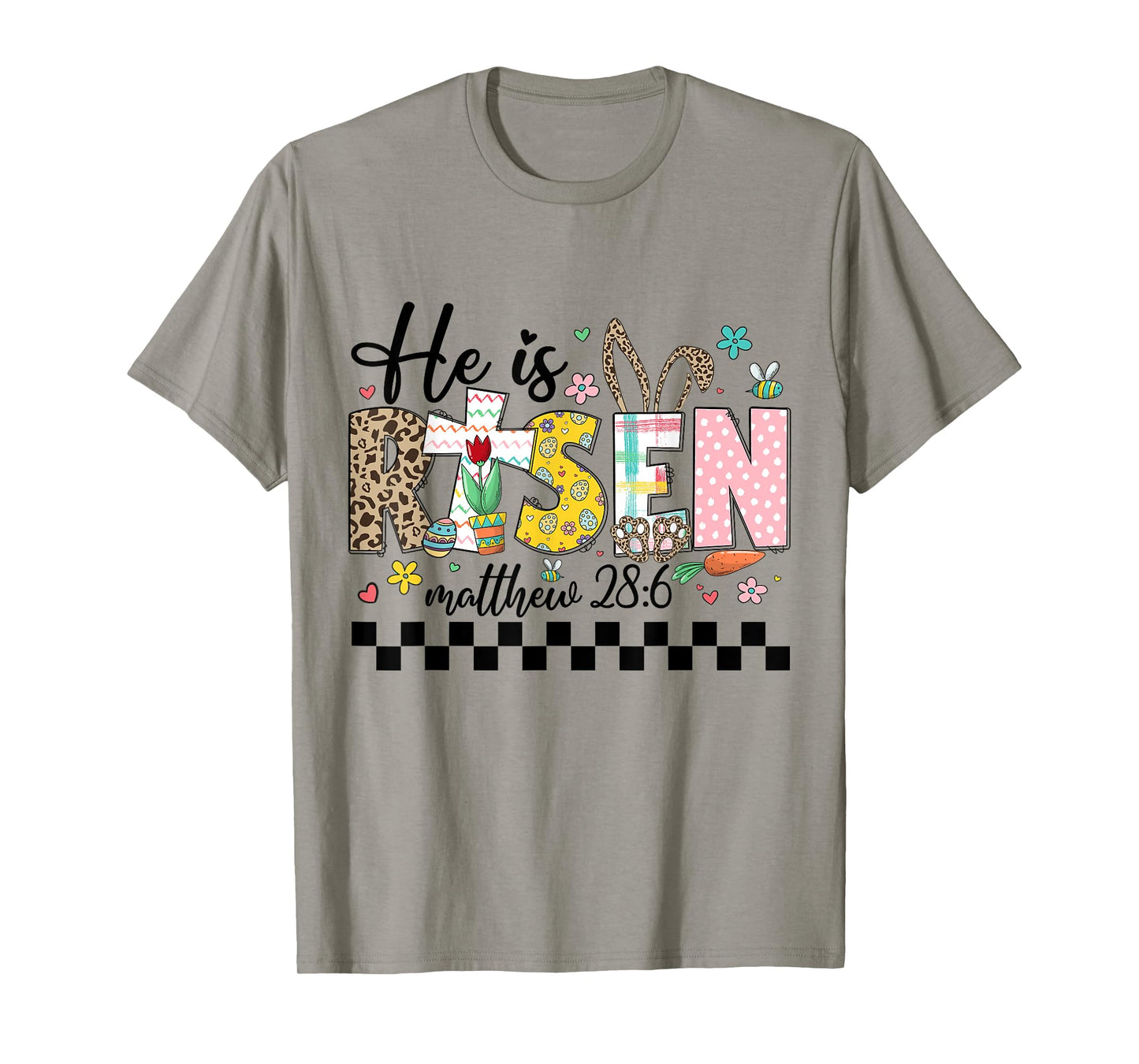 He Is Risen Christian Easter Rabbit Happy Easter Women Girls T-Shirt