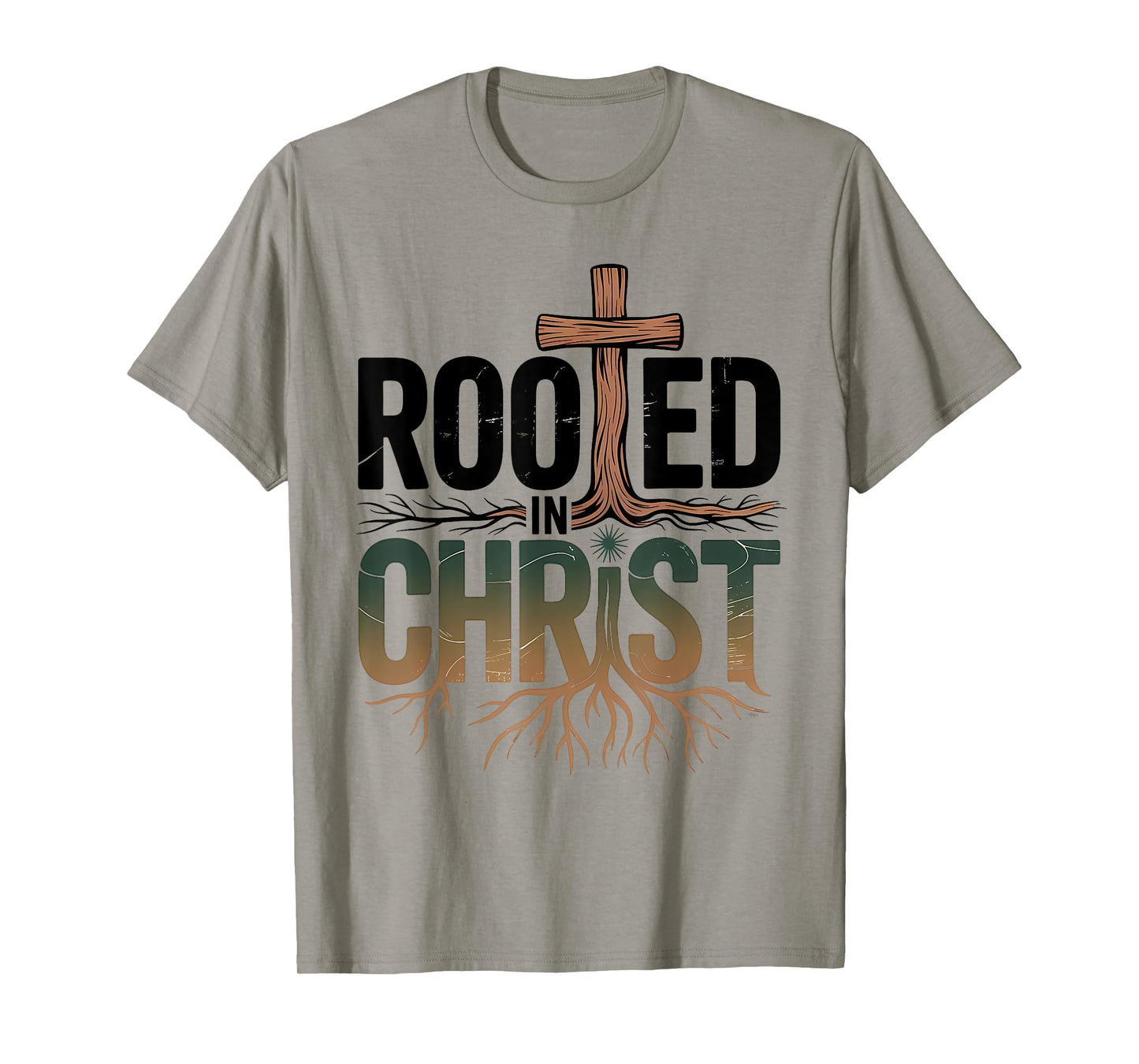 Rooted in Christ Christian Faith Jesus Cross T-Shirt