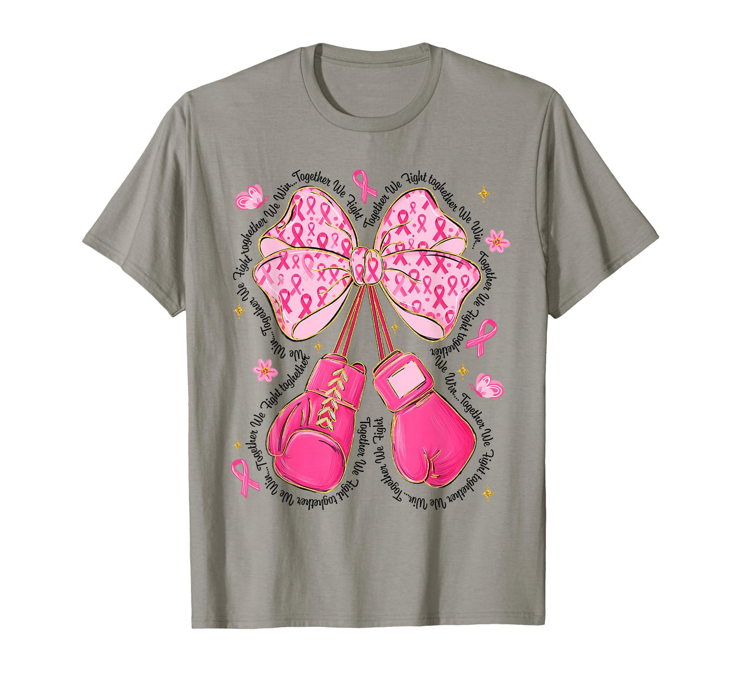 Breast Cancer Awareness Pink Ribbon Gloves Coquette Bow T-Shirt