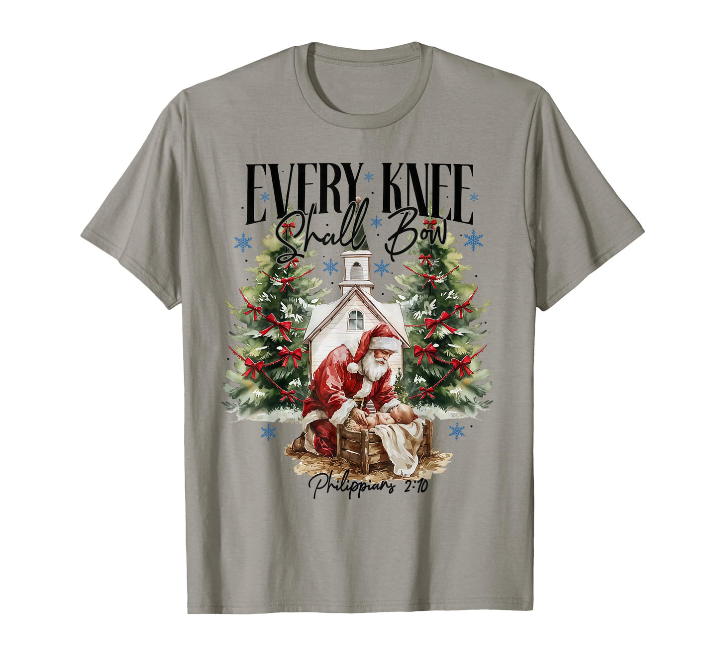 Every Knee Shall Bow Nativity Scene Religious Christmas T-Shirt