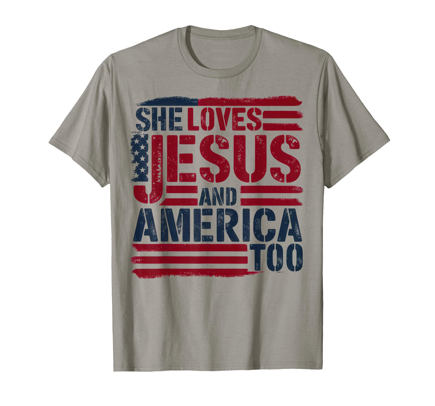 She Loves Jesus And America Too Christian Retro 4th of July T-Shirt