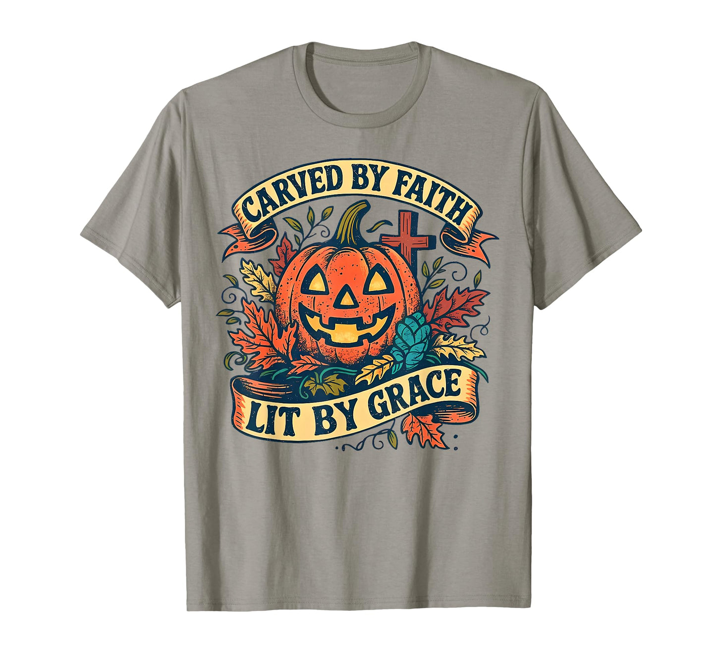 Carved by Faith Lit by Grace Religious Christian Halloween T-Shirt