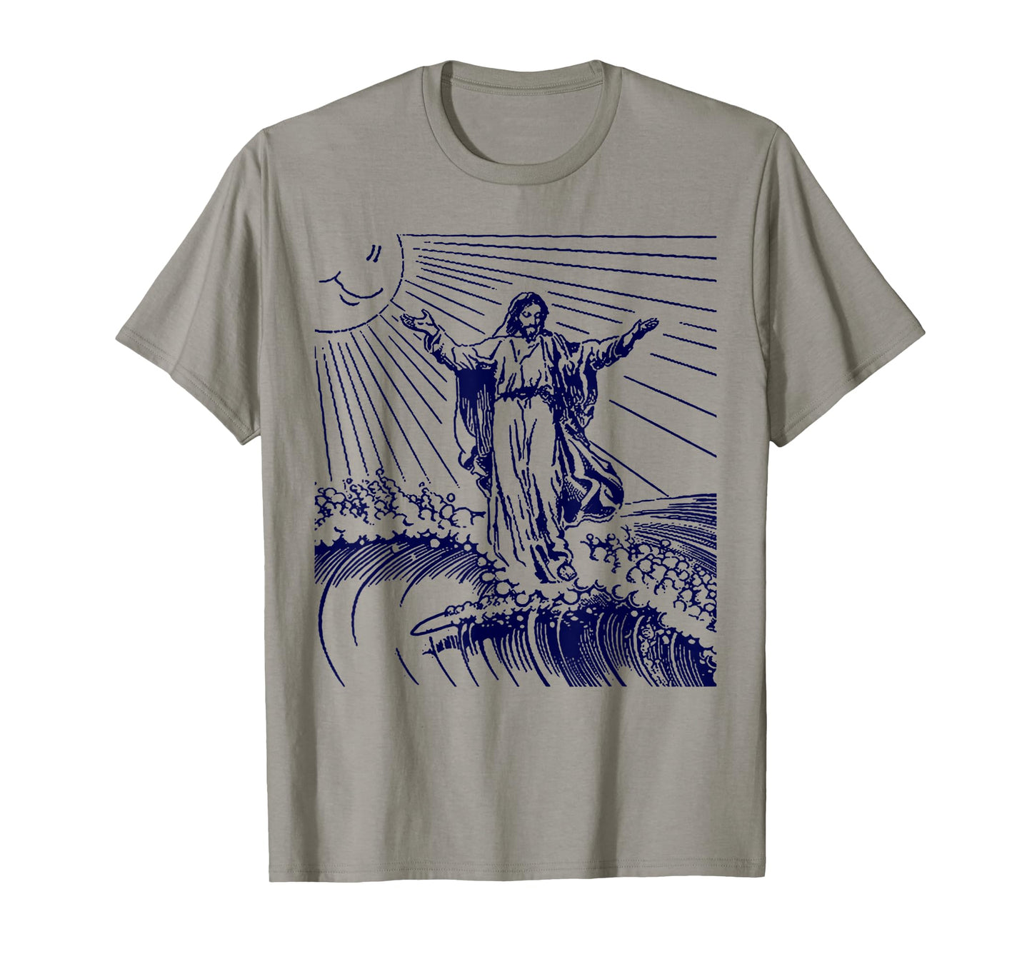 Funny Surfing Jesus On Top of Big Wave God Riding Surfboard T-Shirt