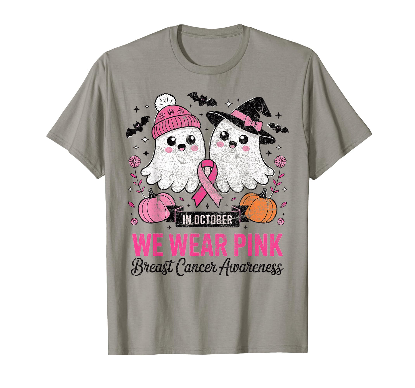 Breast Cancer Women Halloween in October We Wear Pink T-Shirt