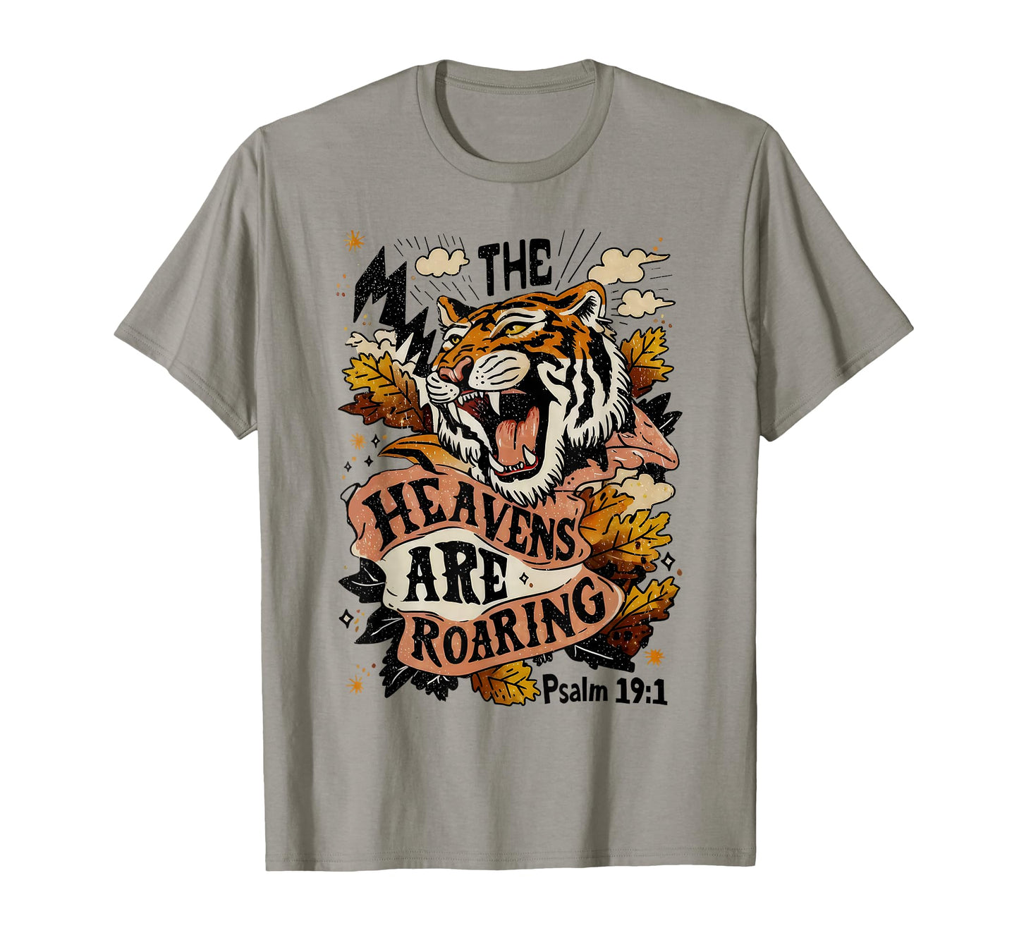Vintage The Heavens Are Roaring Tiger Psalm 19:1 Christian T-Shirt