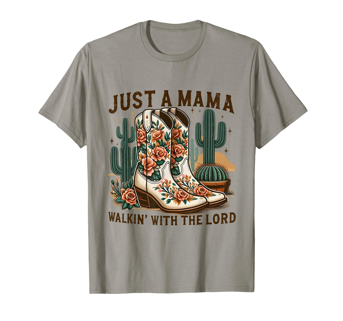 Western Mama Walking With The Lord Cowboy Boot Religious Mom T-Shirt