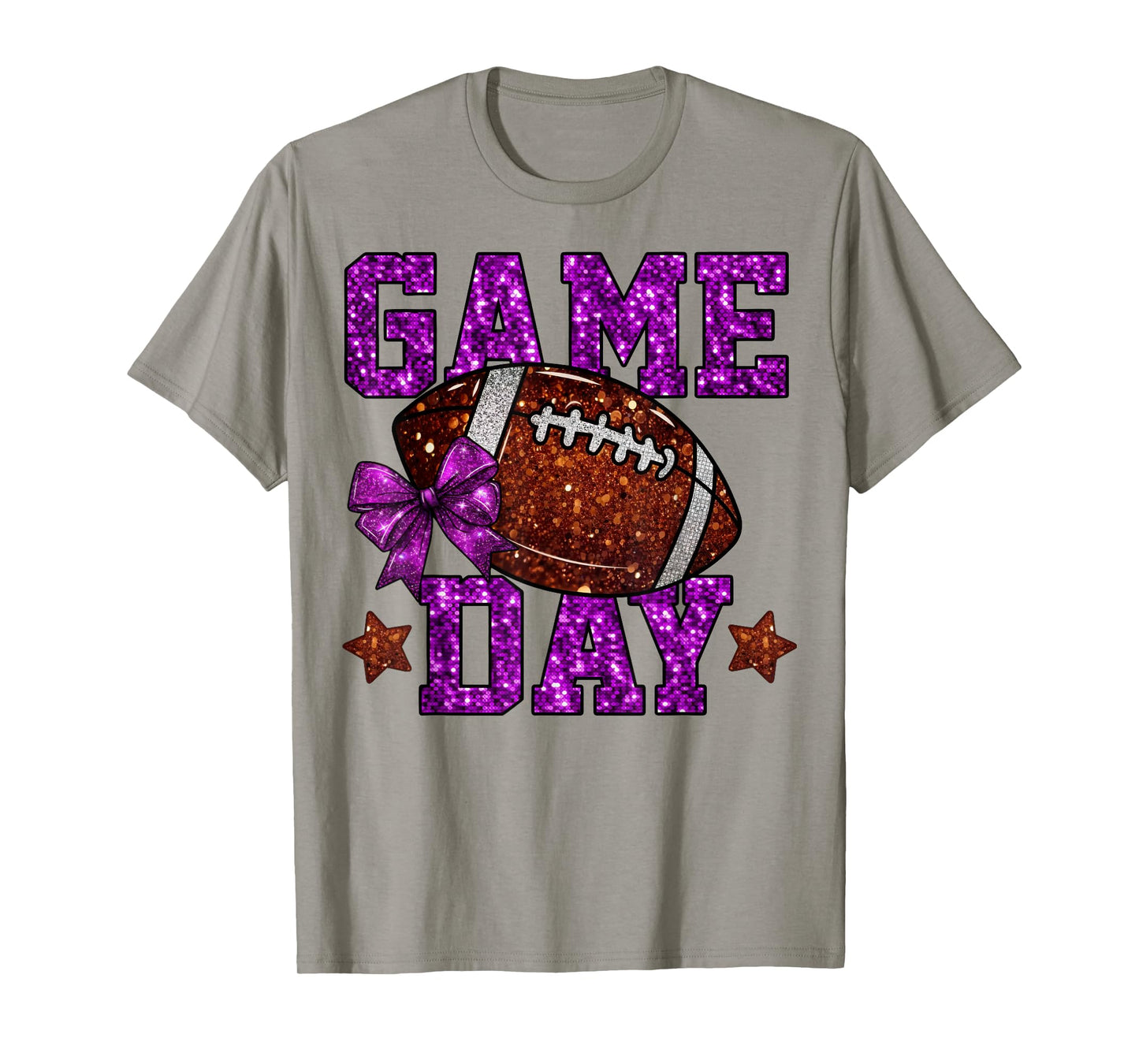 Game Day Football Season Football Mama Purple Bow Cheer Girl T-Shirt