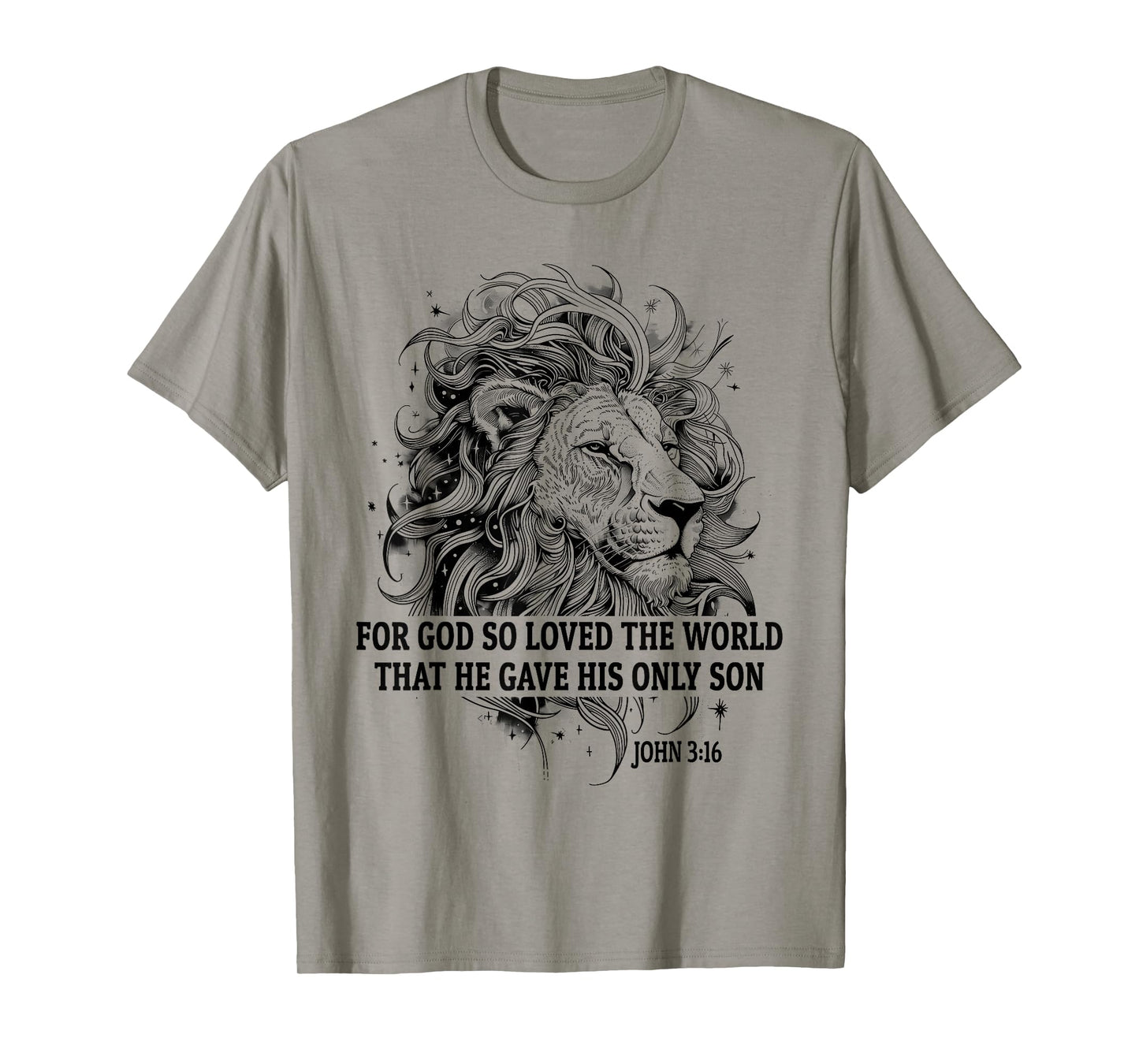 John 3:16 for God So Loved The World Faith Christian Lion T-Shirt