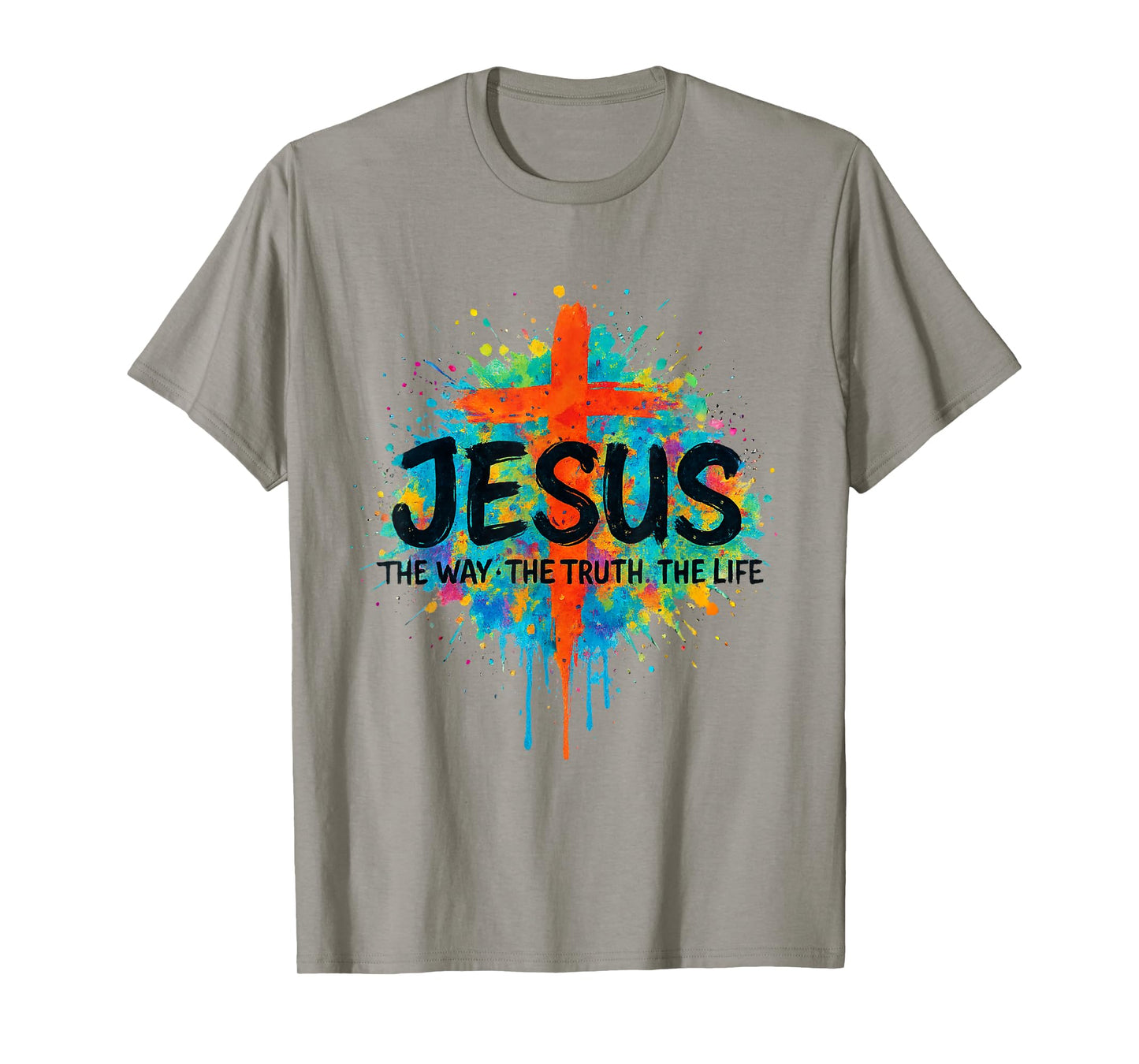 Jesus The WayTruth Life Colorful with Christian Cross T-Shirt