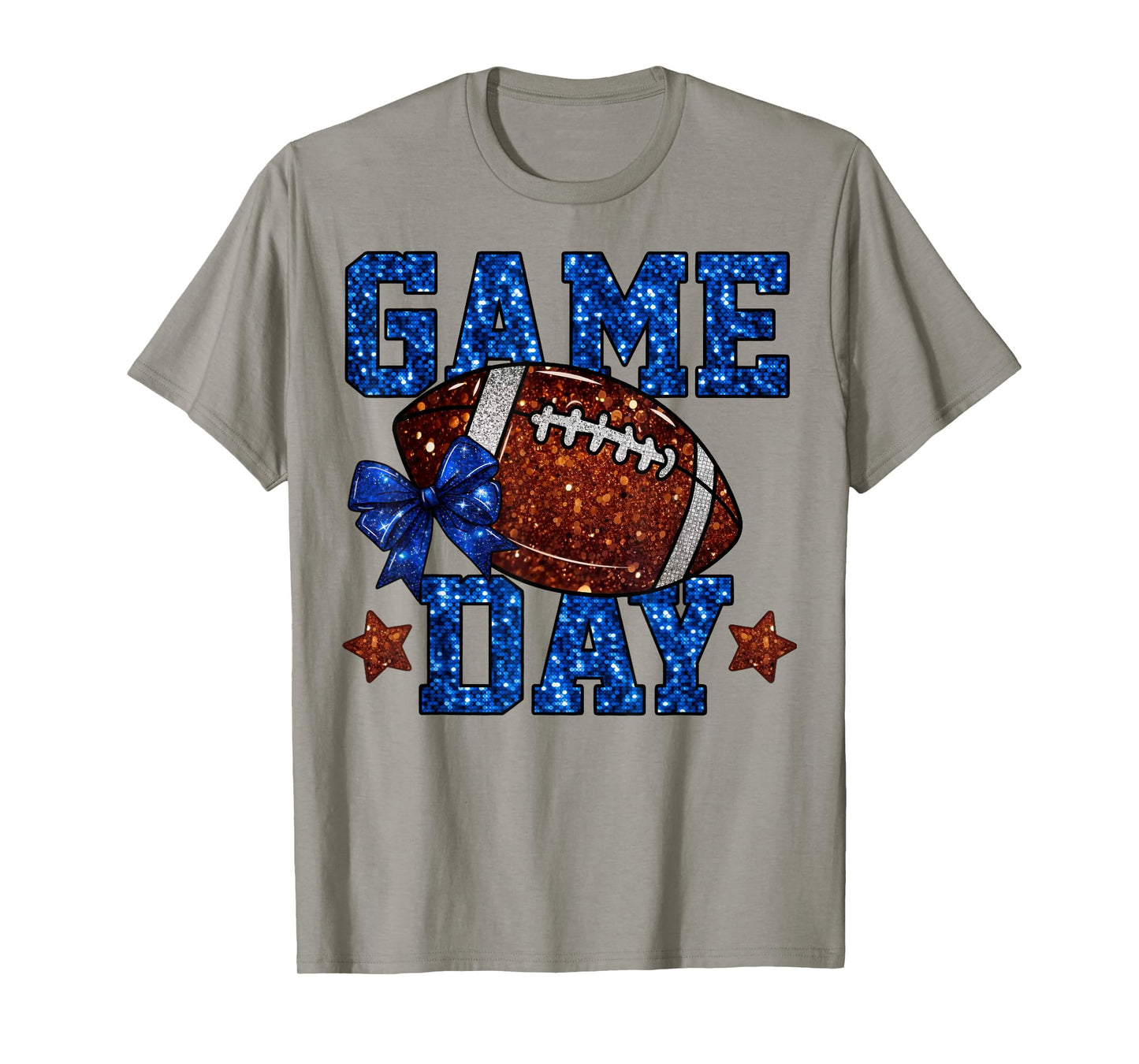 Game Day Football Season Football Mama Blue Bow Cheer Girls T-Shirt