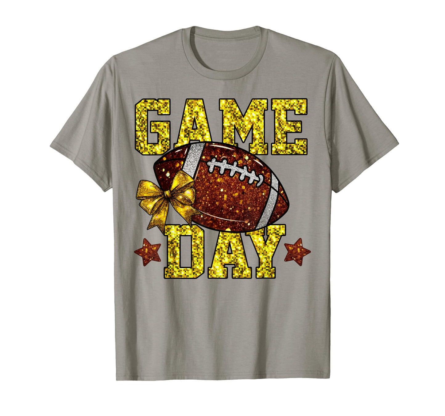 Game Day Football Season Football Mama Gold Bow Cheer Girls T-Shirt