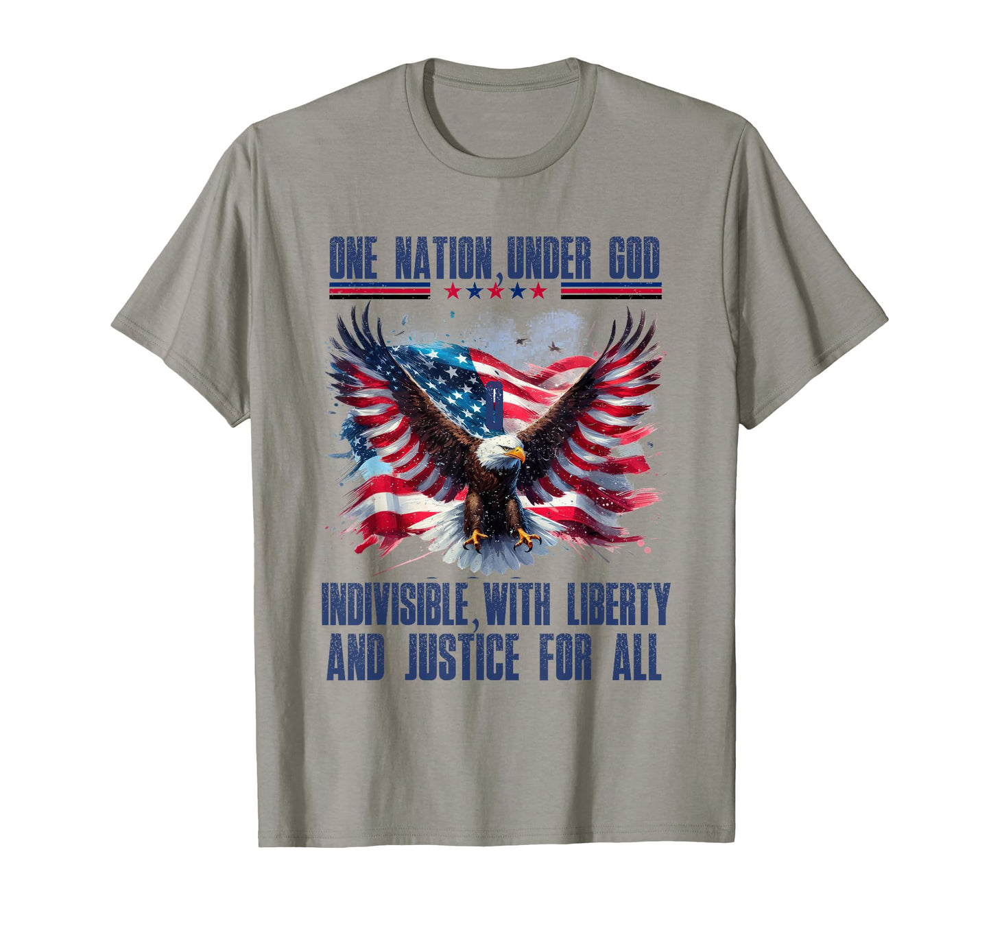 One Nation Under God Liberty Justice For All Eagle Flag USA T-Shirt