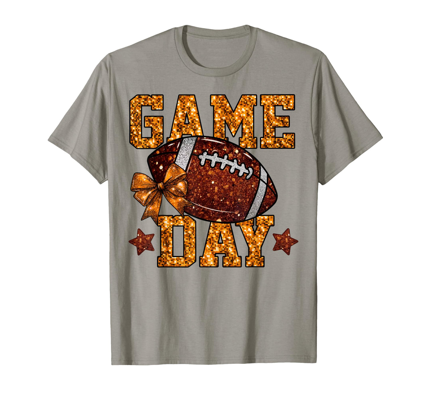 Game Day Football Season Football Mama Orange Bow Cheer Girl T-Shirt