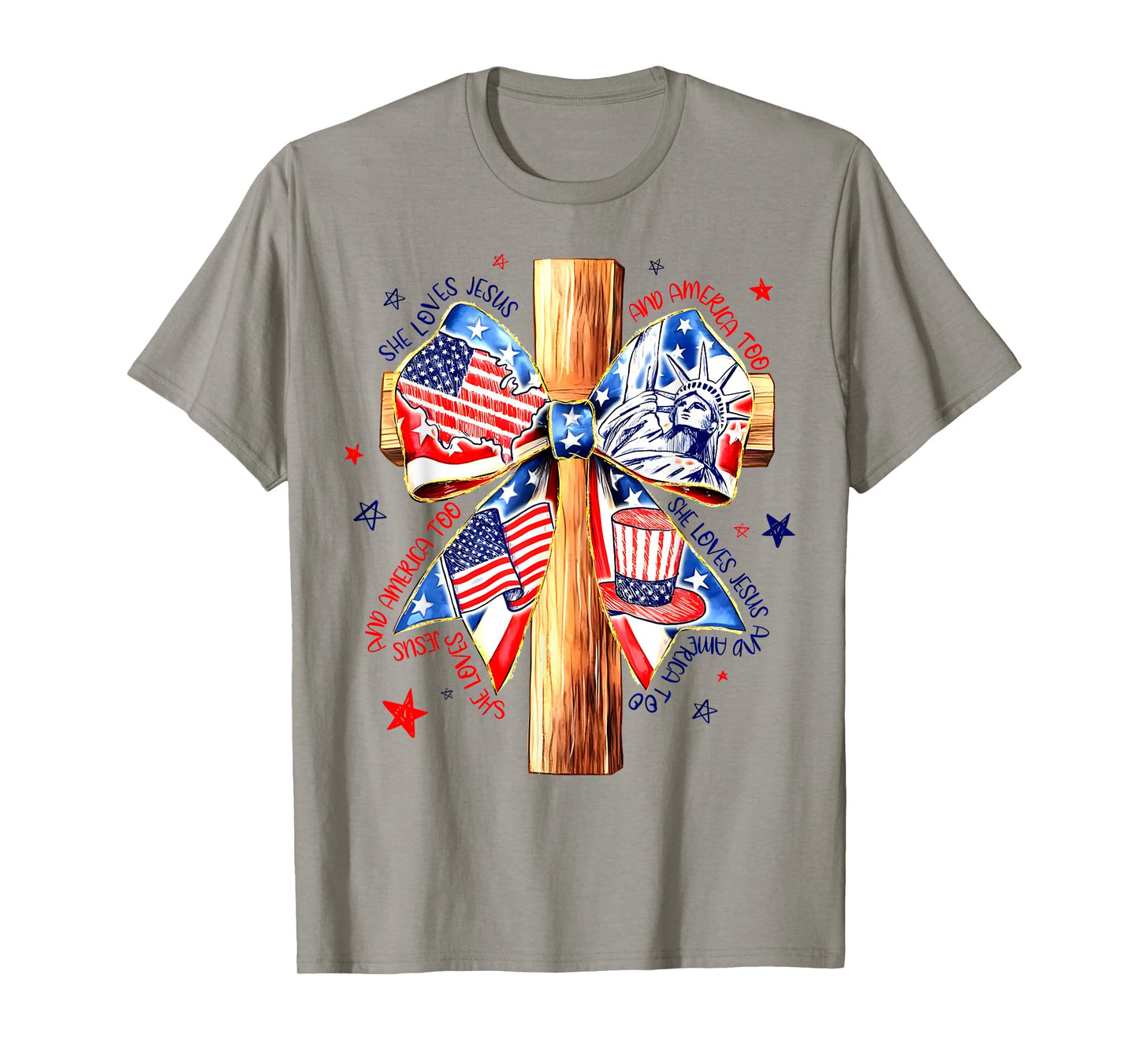 She Loves Jesus And America Too 4th Of July Christian T-Shirt