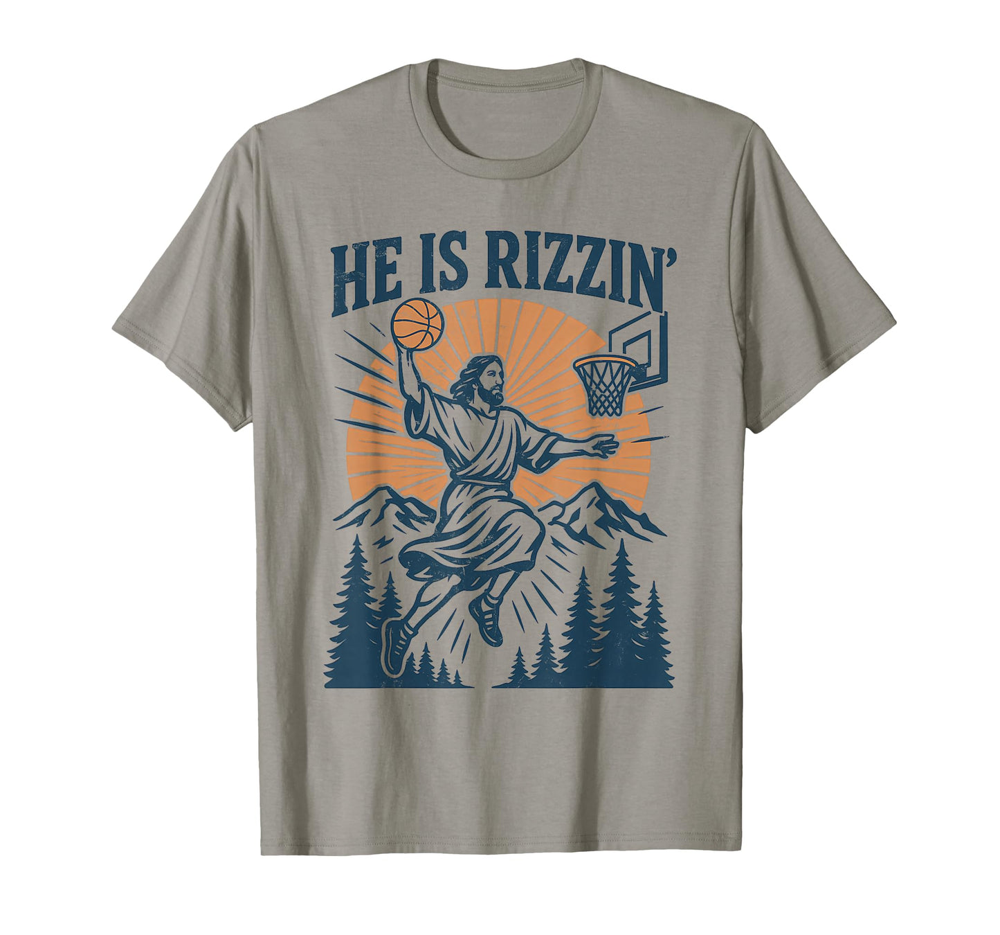 He Is Rizzin Funny Basketball Meme Design Men Kids T-Shirt
