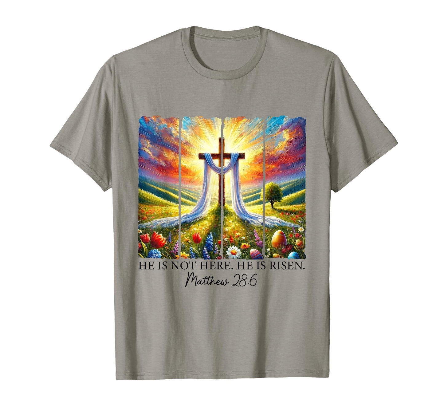 He Is Risen Cross Faith Resurrection Jesus Easter Christian T-Shirt