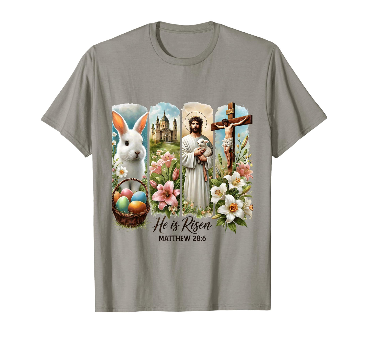 Jesus He Is Risen Christian Happy Easter Kids Women Girls T-Shirt