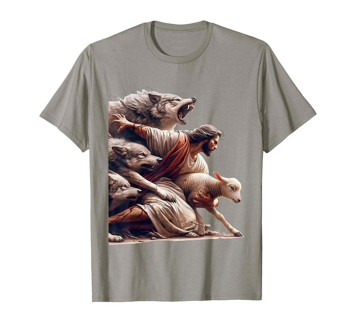 Jesus Protects The Lamb From Wolves - Christian God Jesus T-Shirt