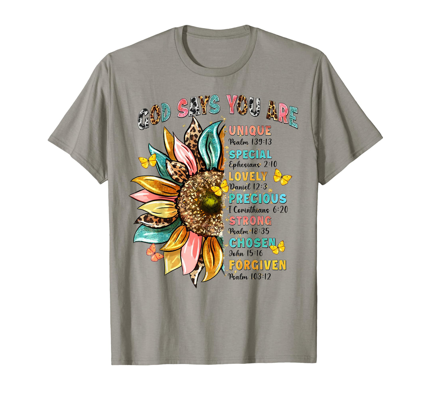 God Says You Are Unique Special Lovely Precious Flower Cross T-Shirt