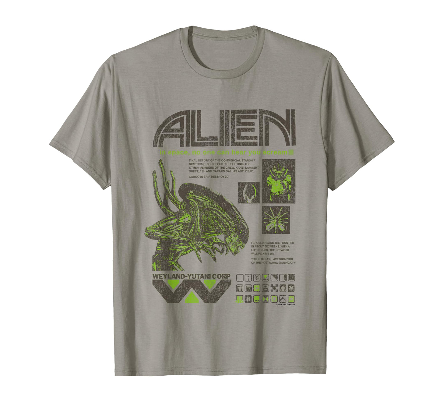 Aliens Iconic Quotes Collage Distressed Big Chest Text Logo T-Shirt