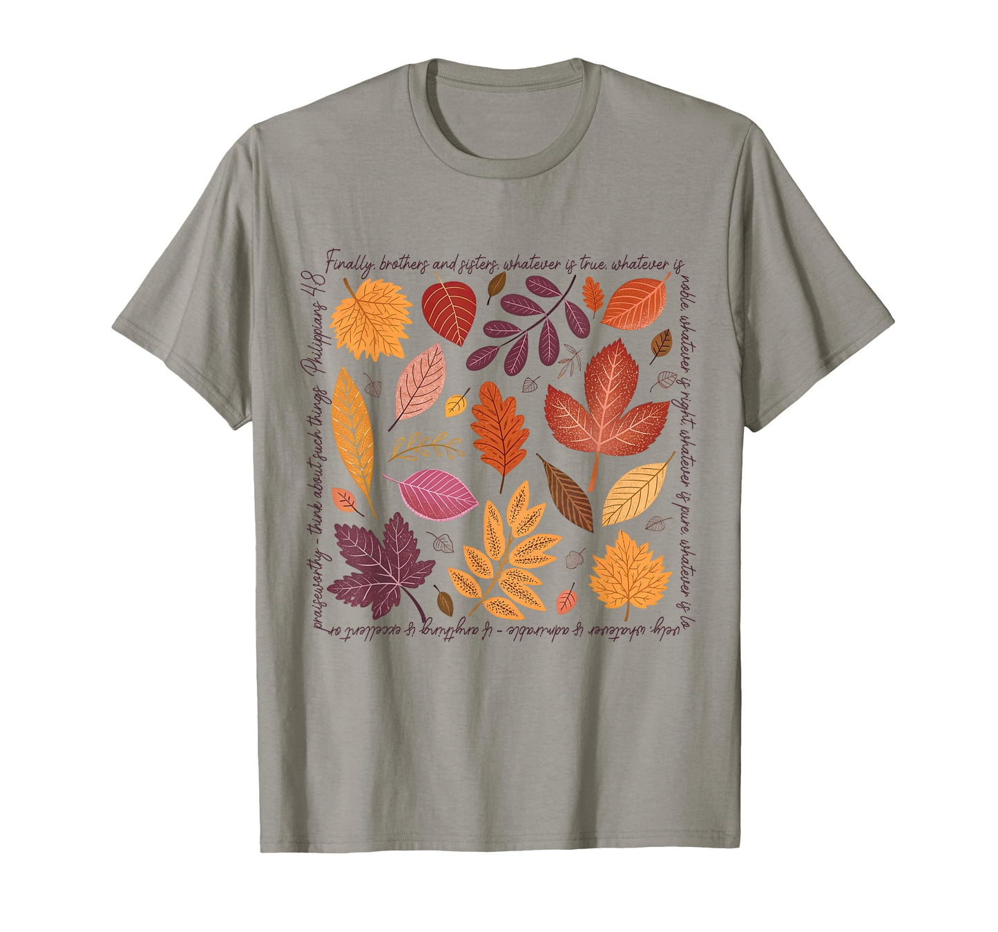 Fall Leaves Christian Thanksgiving Bible Verse Faith Based T-Shirt