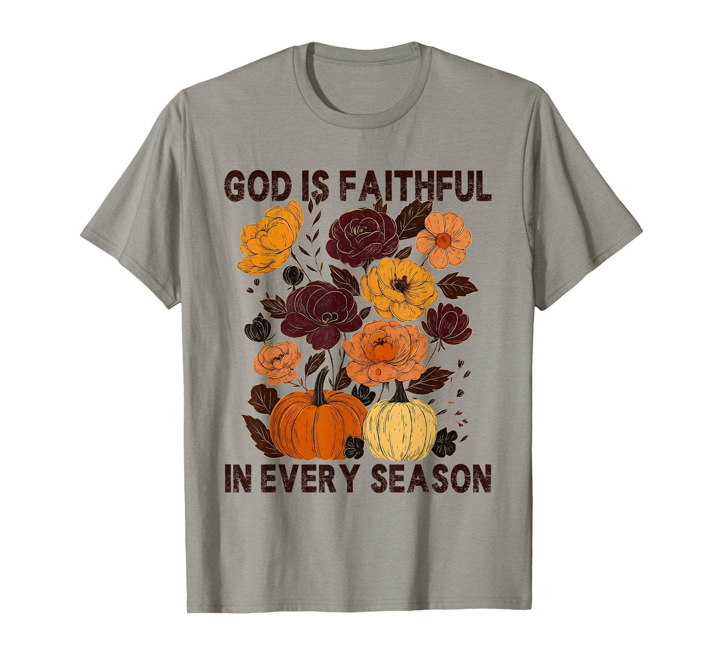 God is Faithful in Every Season Christian Fall Boho Floral T-Shirt