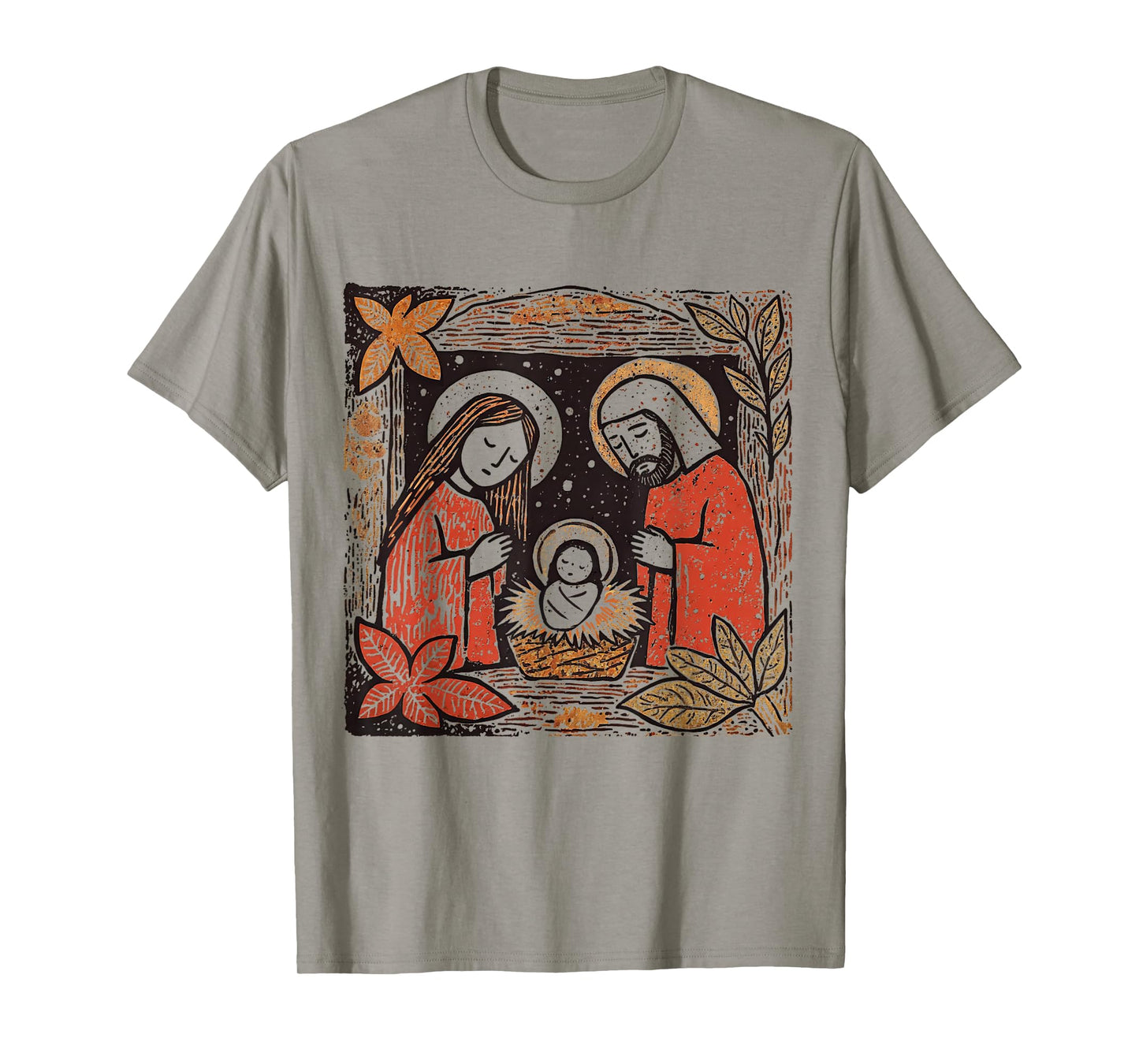 Jesus Christmas Boho Floral Nativity Scene Christian Women T-Shirt