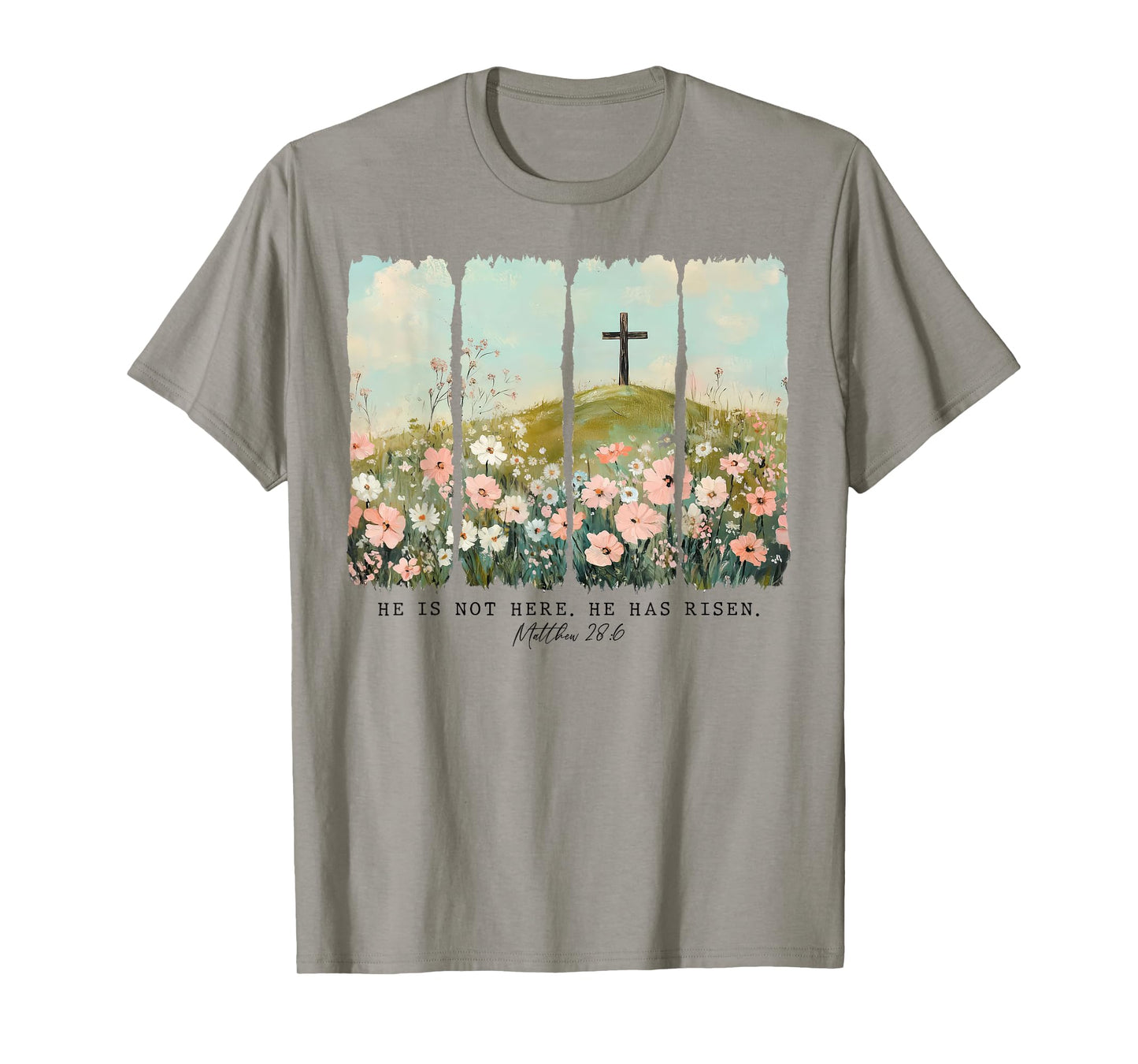 He Is Risen Christian Wildflower Happy Easter Women Girls T-Shirt