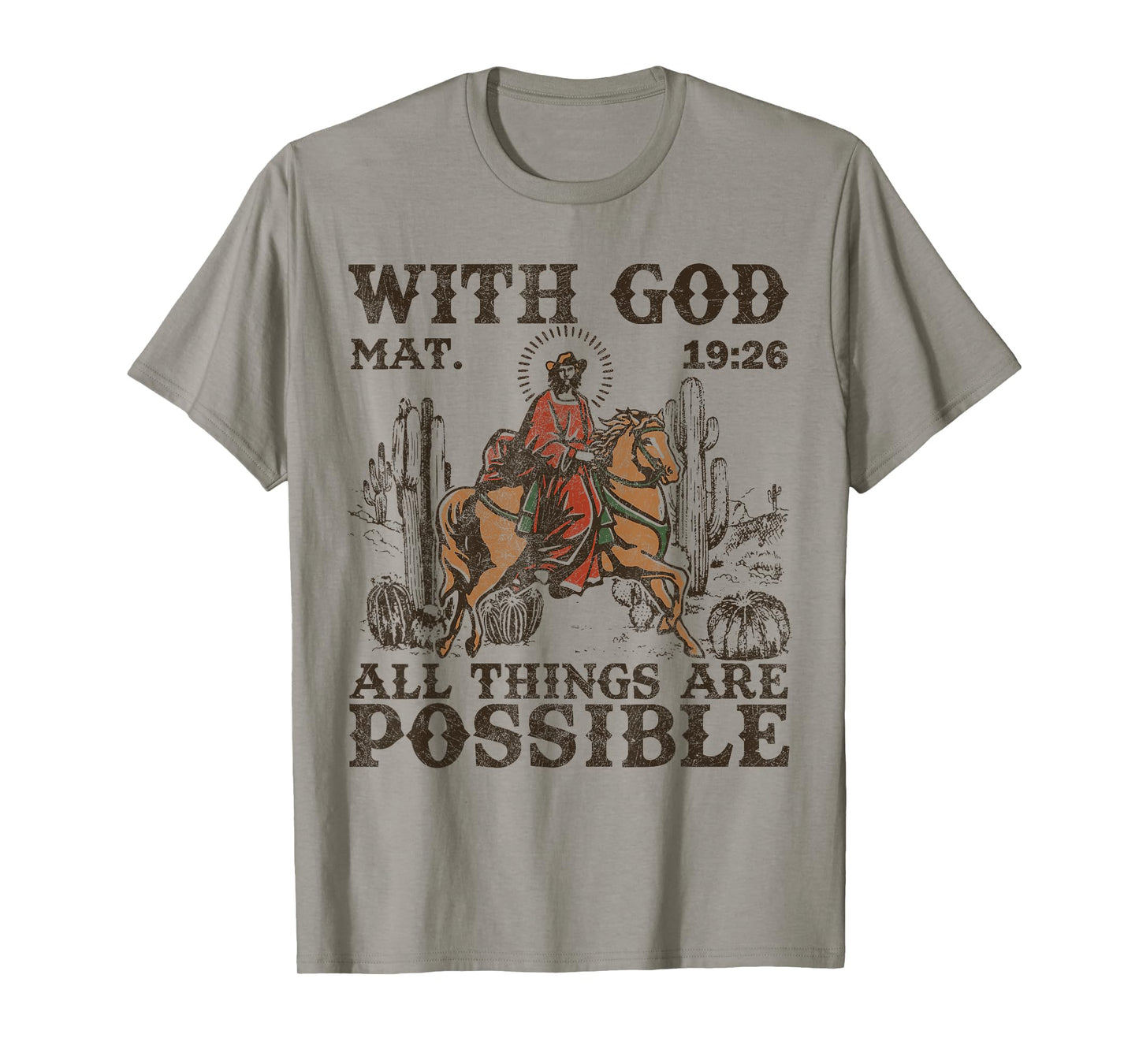 Jesus Cowboy Bible Scripture Verse Western For Men Faith T-Shirt
