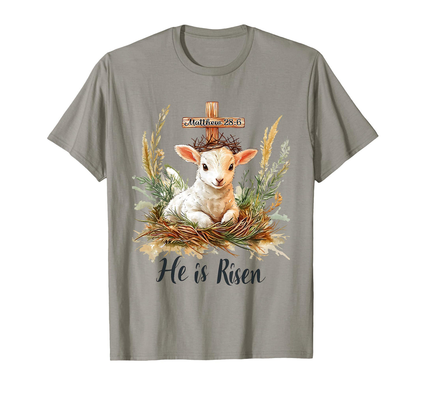 He Is Risen Lamb Matthew 28:6 Christian Jesus Bible Verses T-Shirt