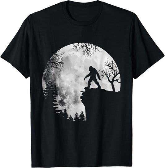 Bigfoot Sasquatch Full Moon In The Forest Women Kids T-Shirt - T-Shirt | Black