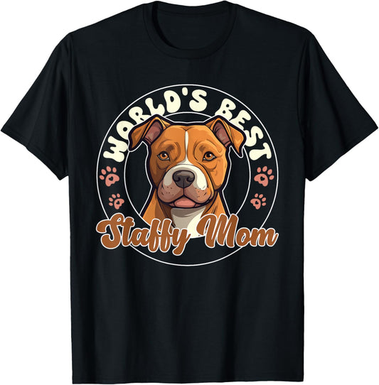 American Staffordshire Terrier World's Best Staffy Mom T-Shirt - T-Shirt | Black