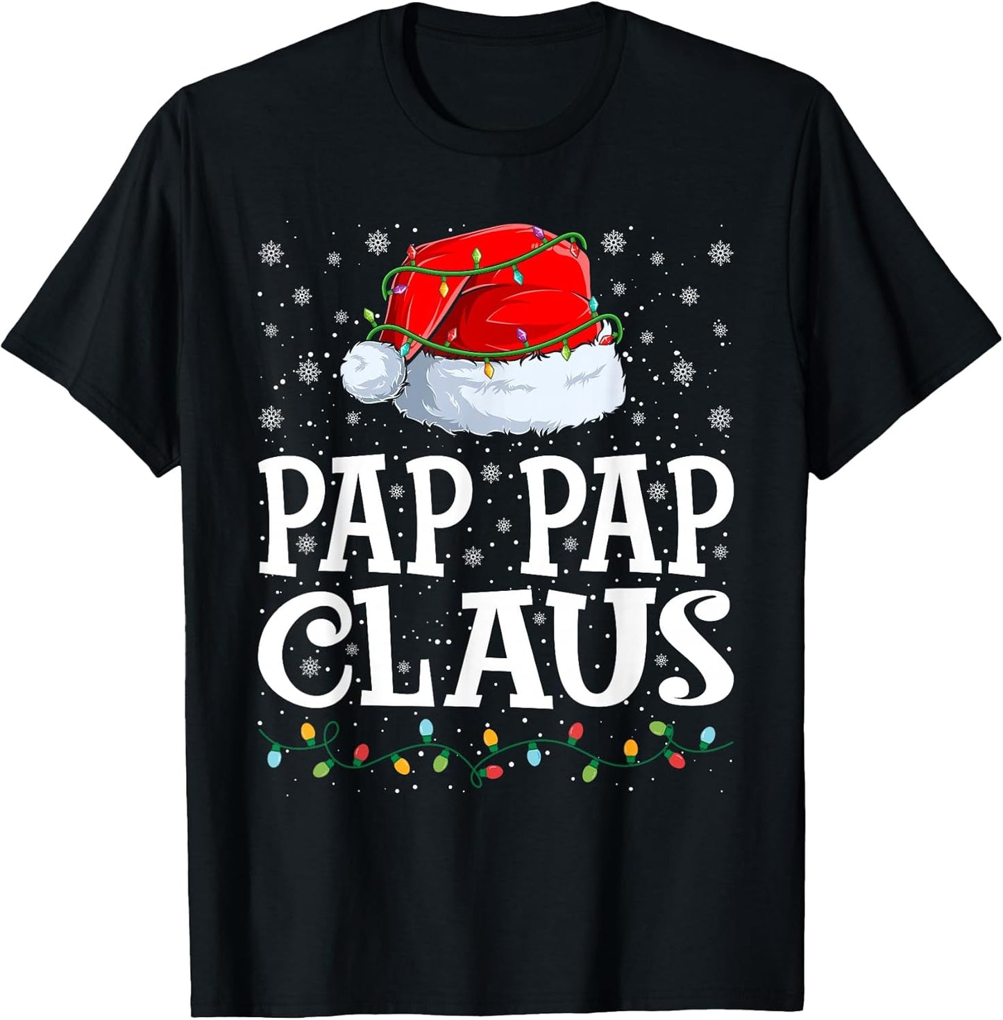 Pap Pap Claus Christmas Lights Santa Hat Family Matching