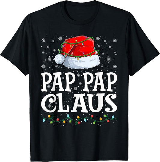 Pap Pap Claus Christmas Lights Santa Hat Family Matching