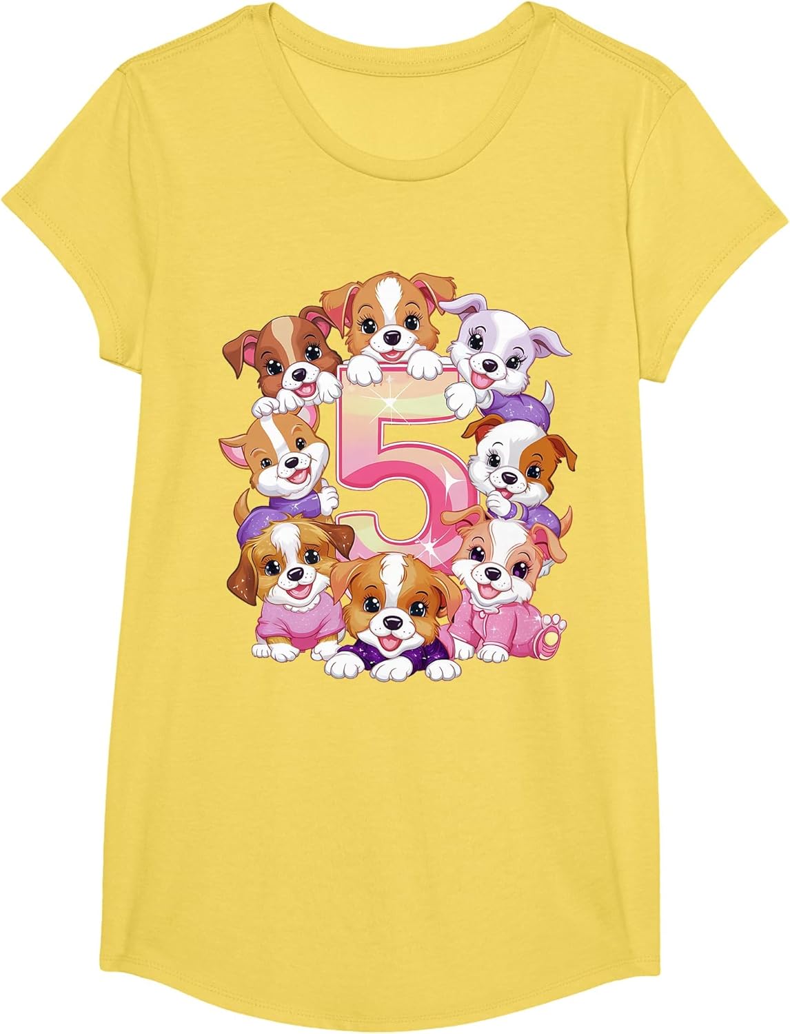 5th Birthday Dog Birthday Shirt for Girls 5 Years Puppy
