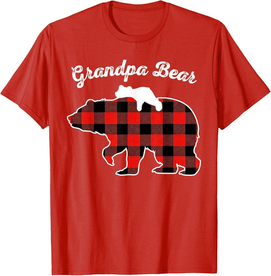 Grandpa Bear Flannel Red Plaid Pajama Family Matching Xmas
