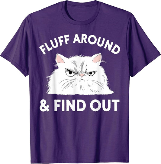 Black Small Short Sleeve Meme Funny Cat Meme Fluff Around Sarcastic