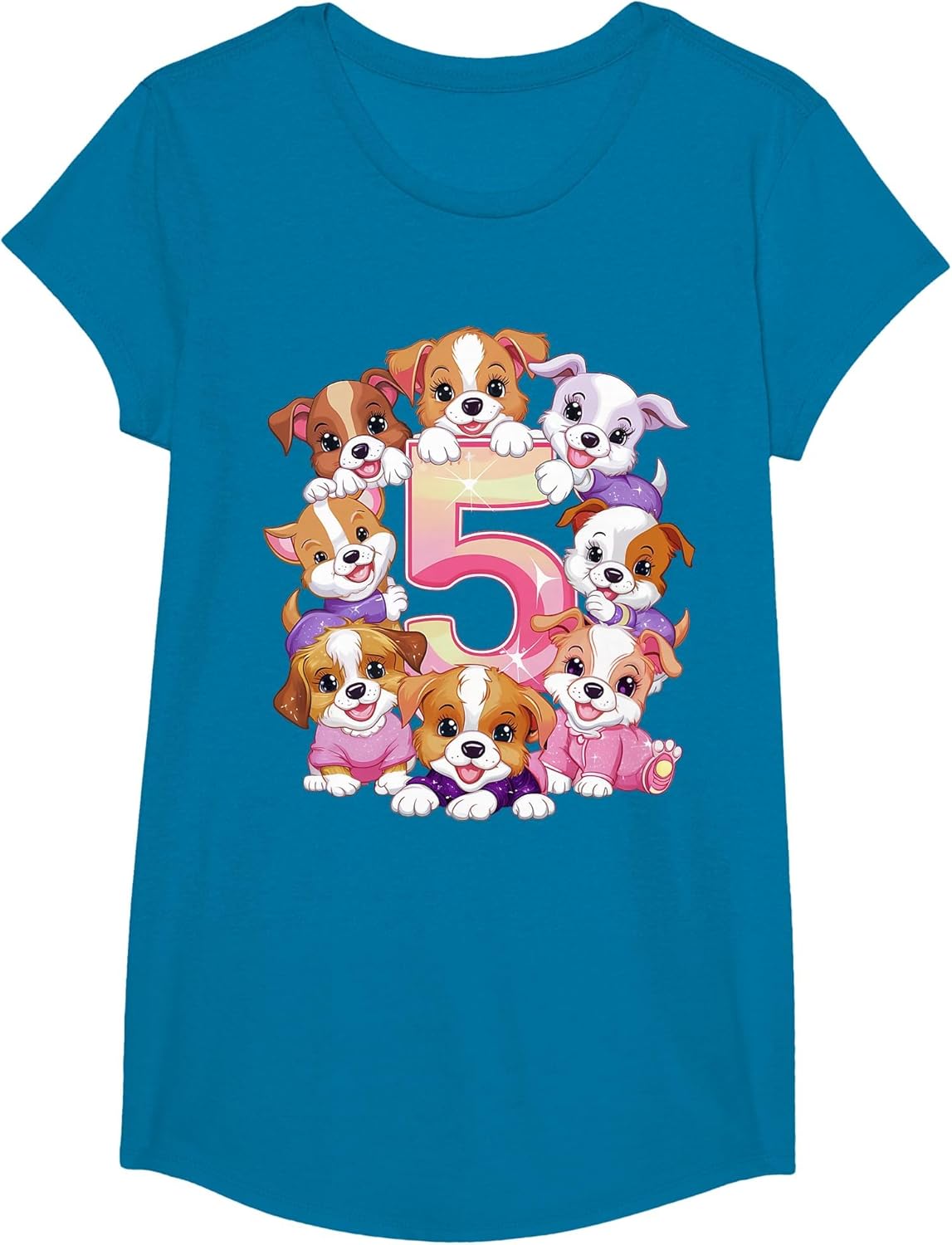 5th Birthday Dog Birthday Shirt for Girls 5 Years Puppy