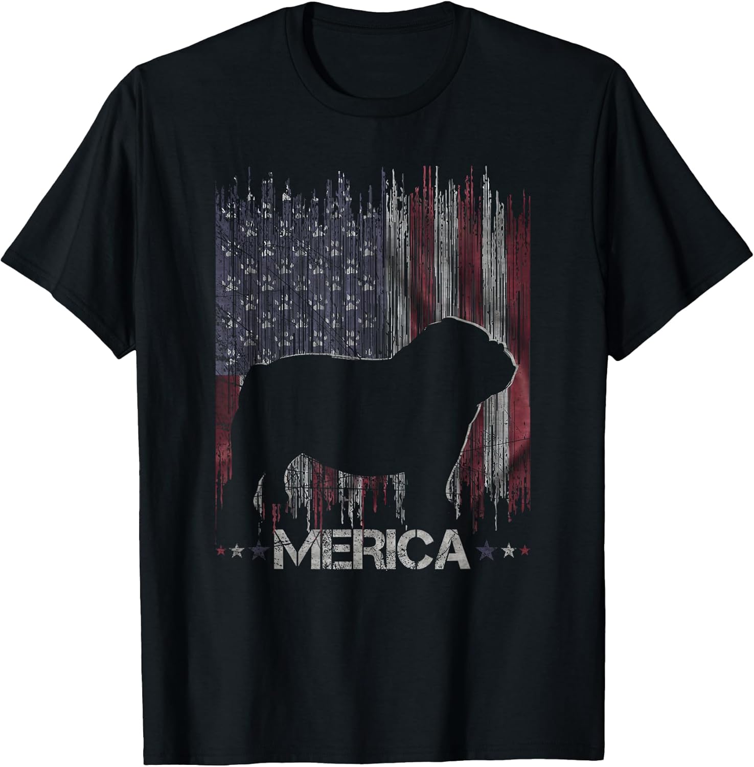 Vintage Bulldog, Merica Bulldog USA Flag Silhouette